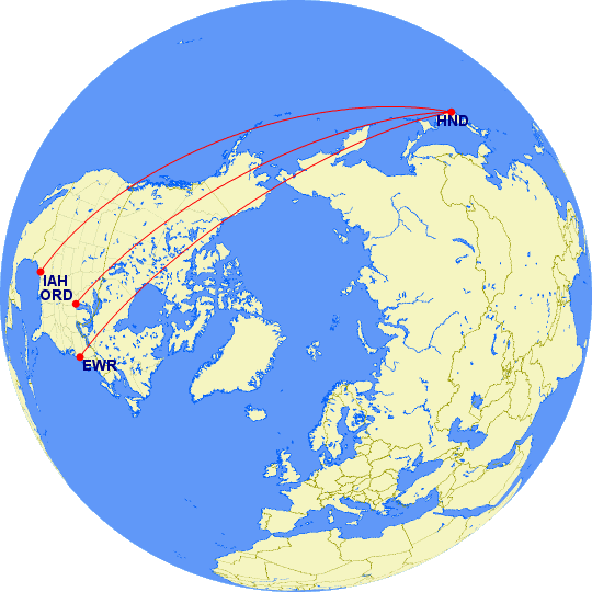 ユナイテッド航空　路線図
