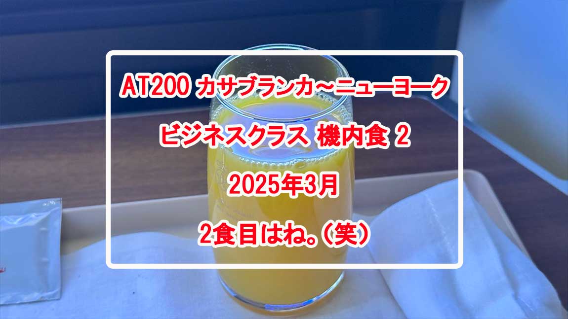 【機内食レポ】カサブランカ～ニューヨーク AT200便 ビジネスクラス 到着前の軽食 25年03月14日