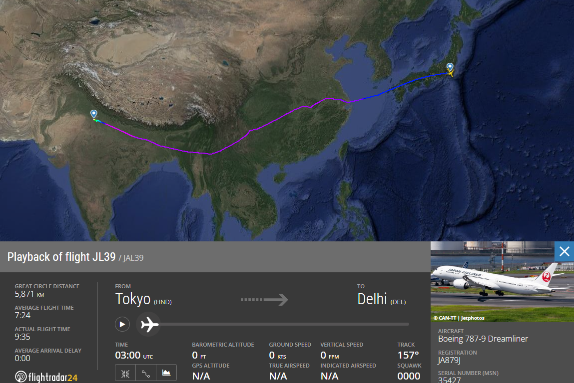 【フライトの様子】JAL39 羽田～デリー 01Jan25
