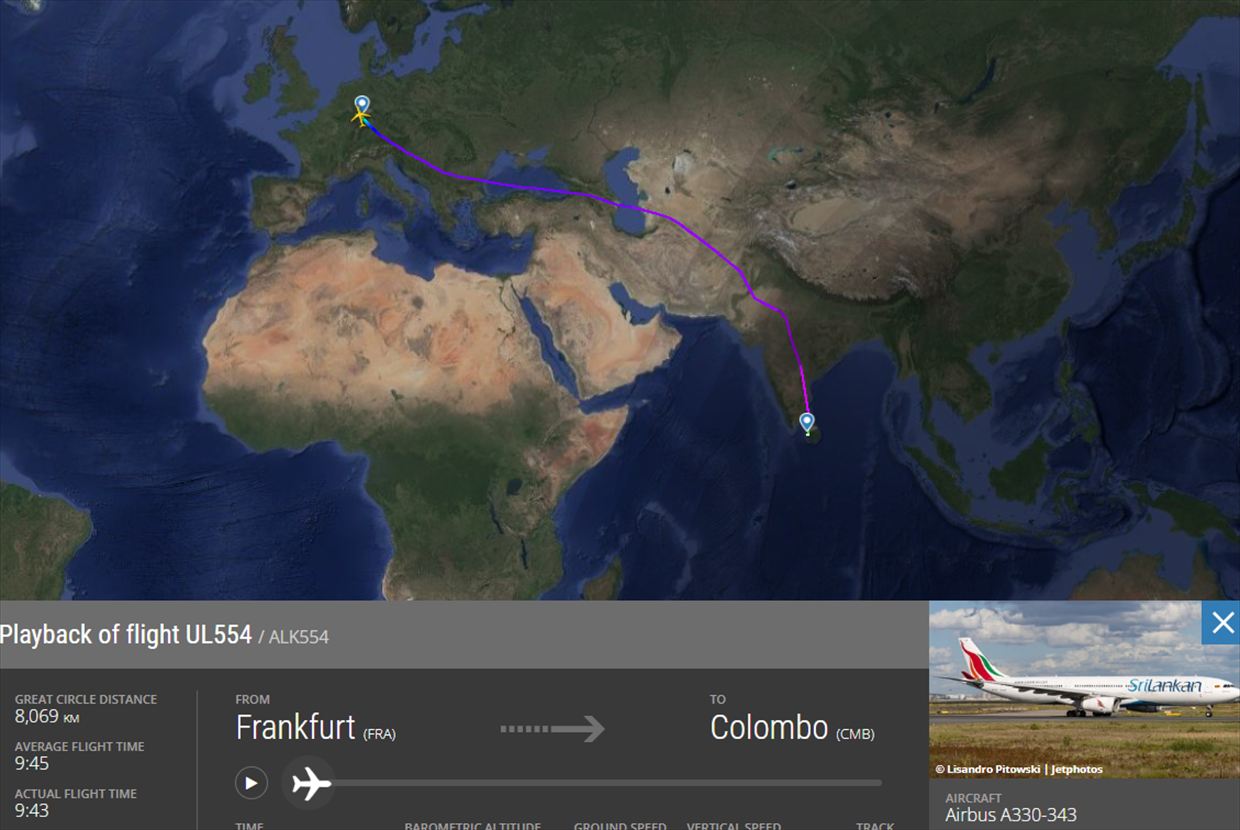【フライトの様子】UL554 フランクフルト~コロンボ Jul25 A330-300型機 ビジネスクラス