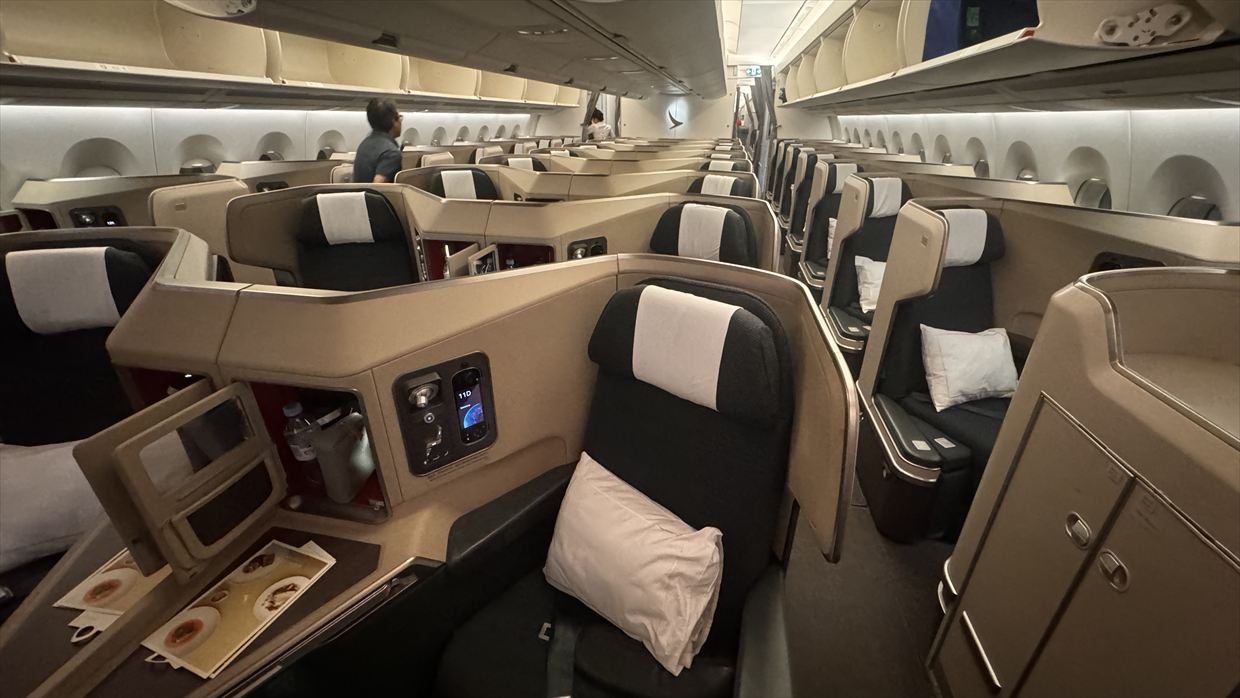 【フライトの様子】CX321 香港～バルセロナ 19Sep24　エアバスA350-900 ビジネスクラス