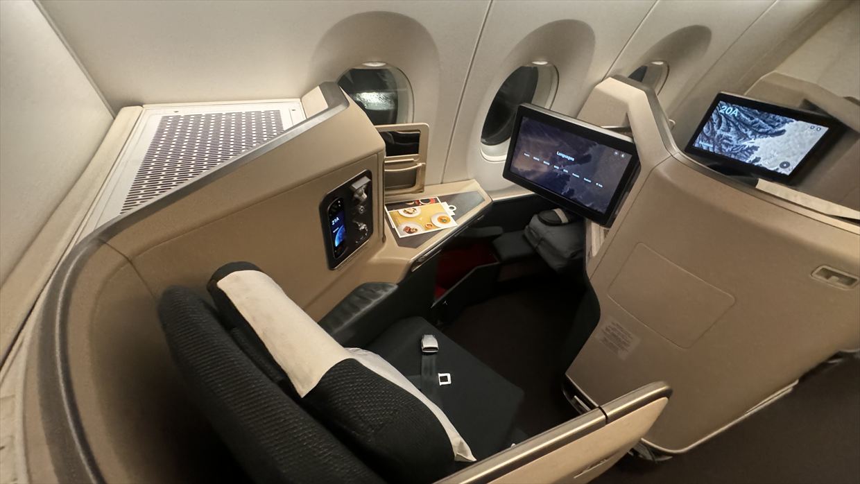 【フライトの様子】CX321 香港～バルセロナ 19Sep24　エアバスA350-900 ビジネスクラス