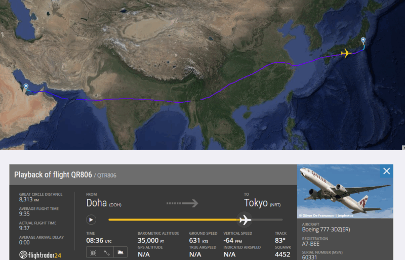 QR806 航路 NOV25