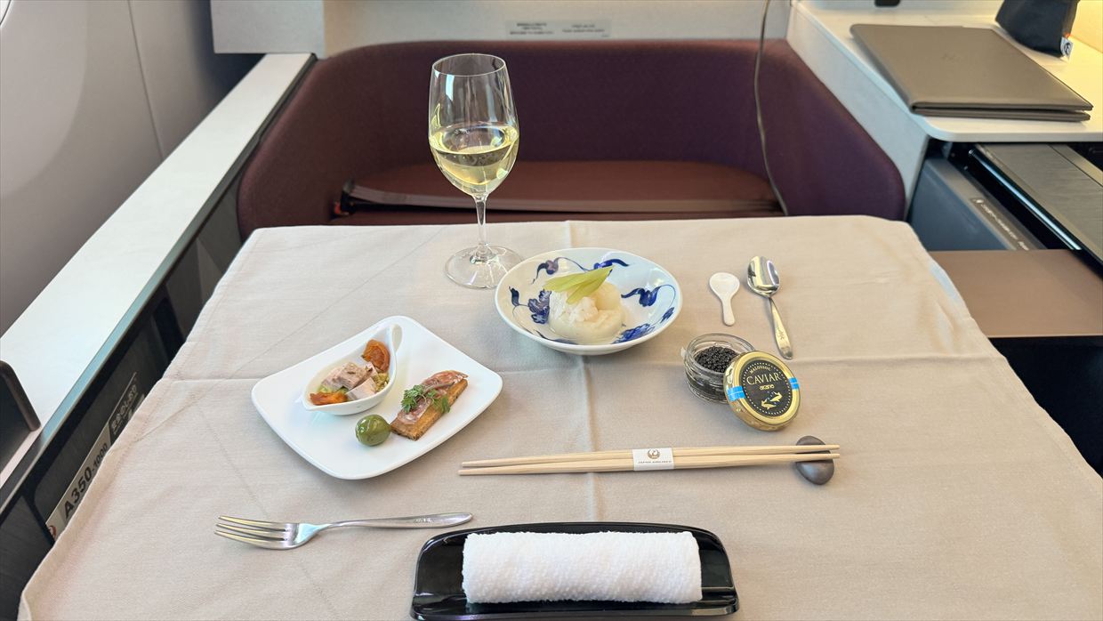 【機内食レポ】JAL43便 羽田～ロンドンファーストクラス メイン1 25年03月