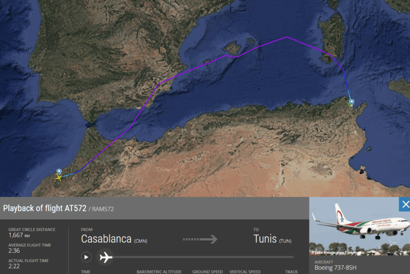 【フライトの様子】AT572 カサブランカ~チュニス 10Mar25 B737-800 エコノミークラス