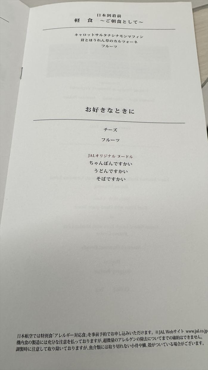 【機内食レポ】デリー～羽田 JAL30便 ビジネスクラス 到着前のお食事 25年05月