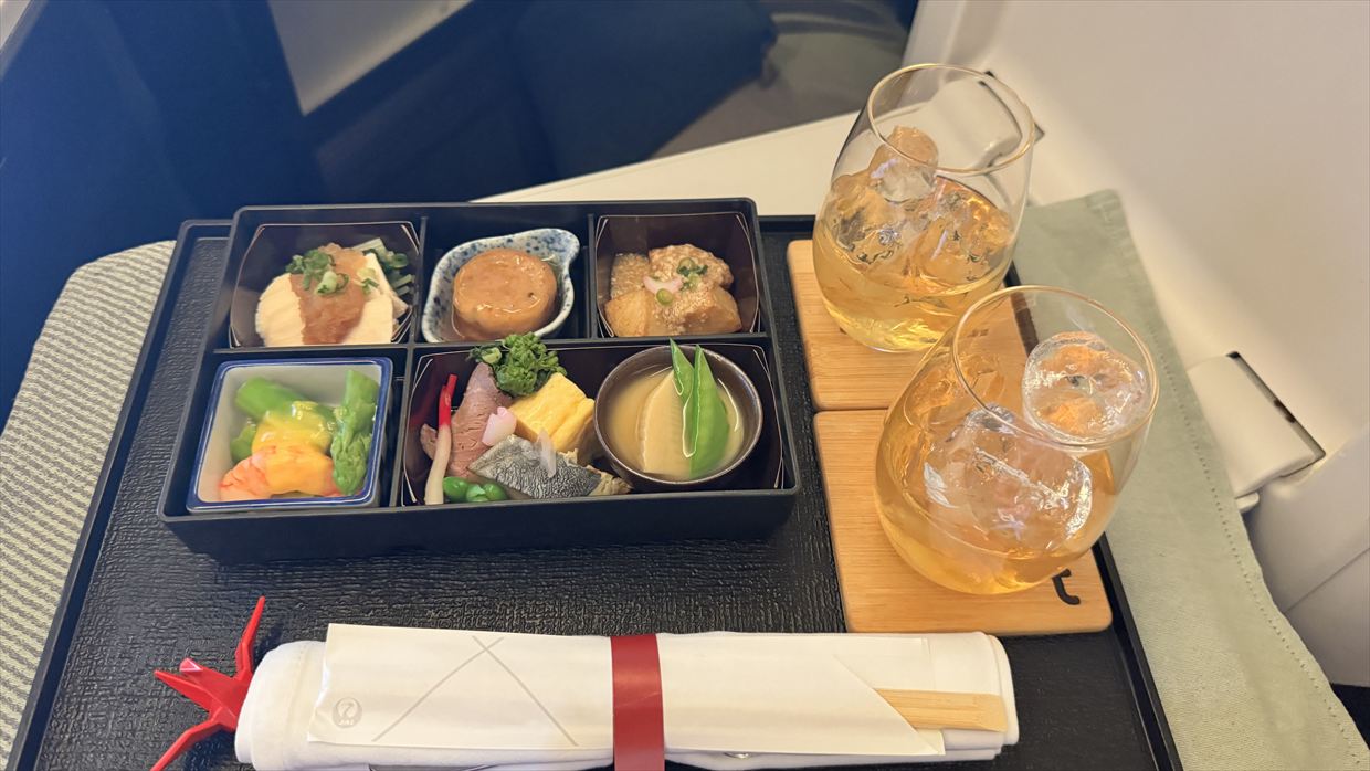 【機内食レポ】デリー~羽田 JAL30便 ビジネスクラス メインのお食事 25年05月